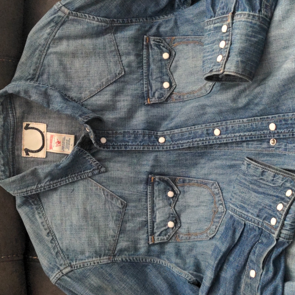 True religion denim button up shirt